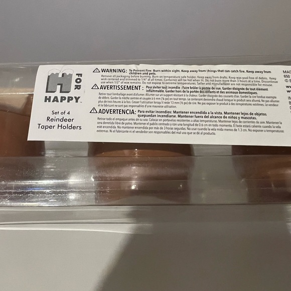 Set of 4 Reindeer Taper Candle Holders H for Happy - Picture 9 of 10